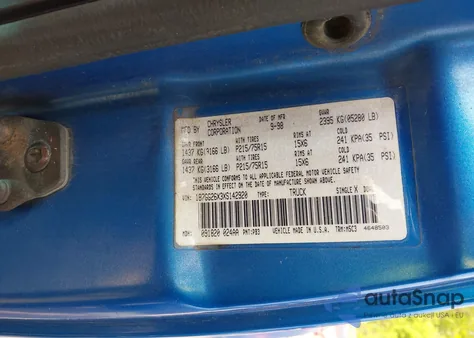 1999 Dodge Dakota Slt/Sport из США, поврежденный, VIN 1B7GG26X3XS142920